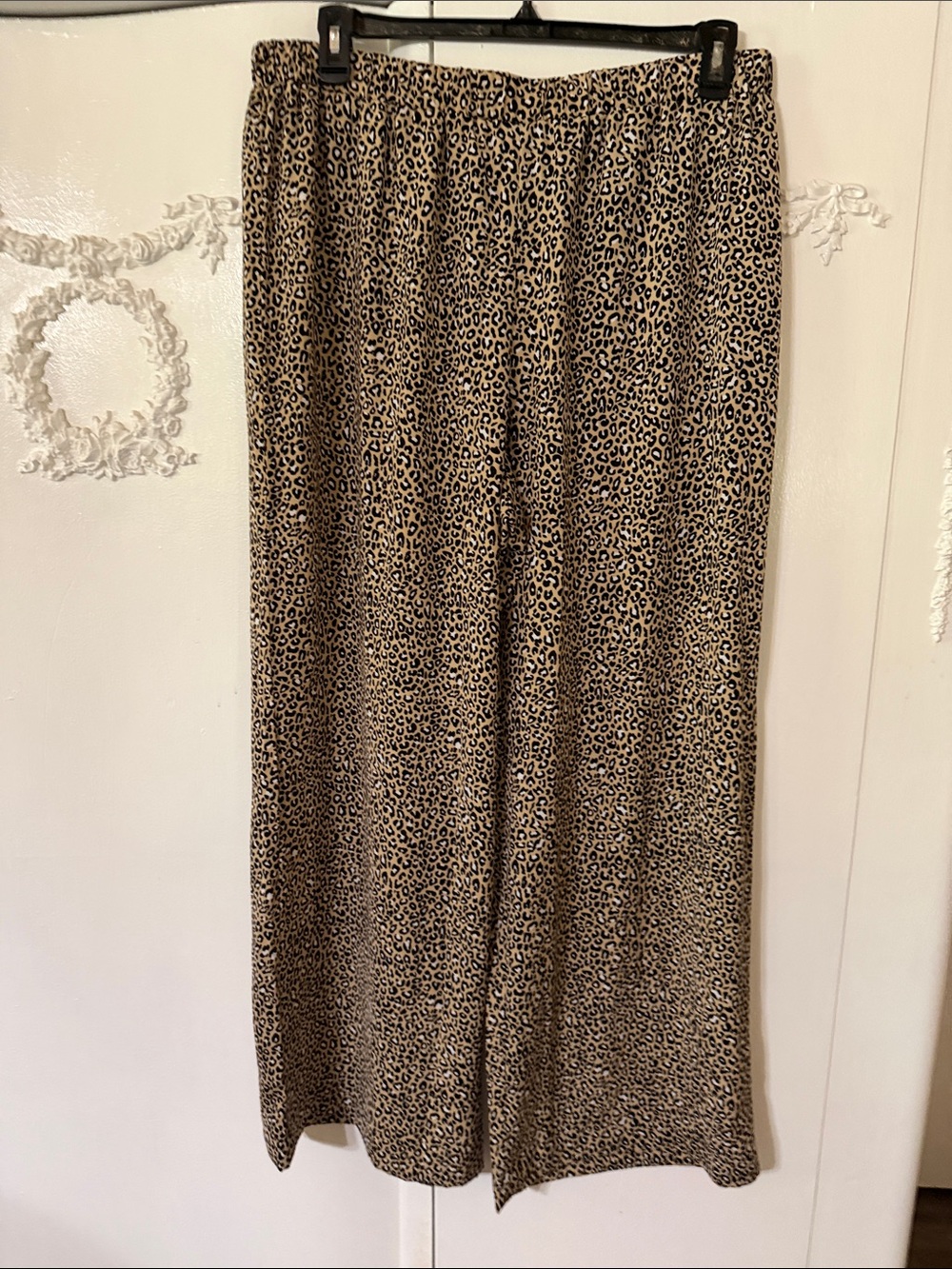 Michael Kors Tan and Black Leopard-Print Wide-Leg Pants. SZ XL. NWOT